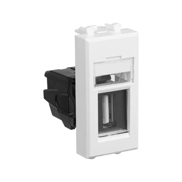 USB 2.0 розетка модульная, тип А-А, "Avanti", "Белое облако", 1 модуль DKC — фото 2