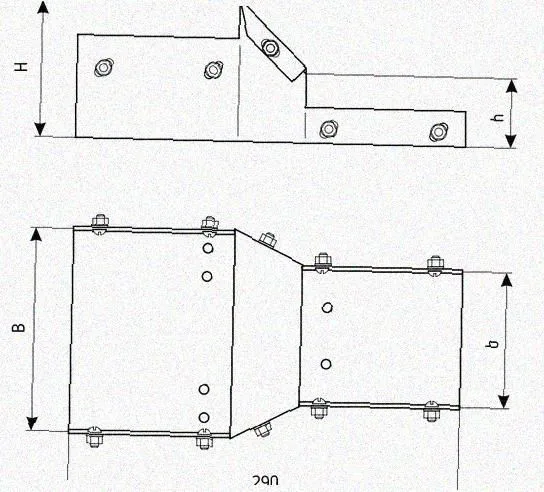 Лоток переходной замковый ЛПЗ 100х100-100х50 УТ1,5, оцинкованный лист, S1,5 Курганский ЗЭМИ — фото 3