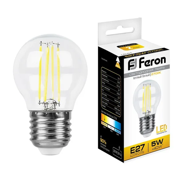 Лампа светодиодная Feron LB-61 Шарик E27 5W 2700K — фото 2