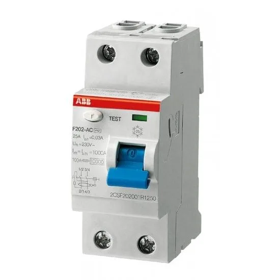 Устройство защитного отключения УЗО 2П 63А 30мА тип А F202 ABB