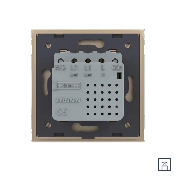 Двухклавишный сенсорный выключатель Module с функцией радиоуправления, цвет золотой Livolo — фото 4
