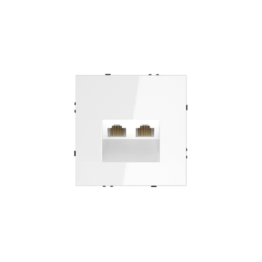 Розетка компьютерная встраиваемая Voltum S70 двойная RJ45+RJ45 КАТ.6, (белый глянцевый) — фото 2