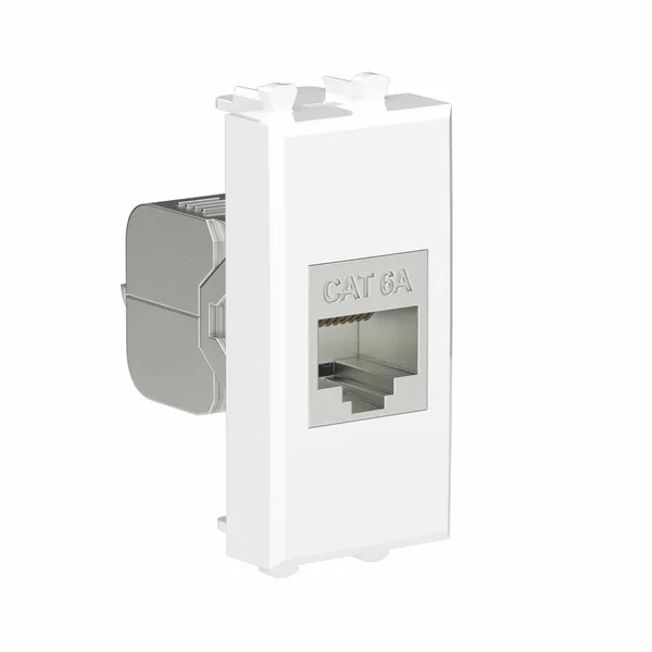 Компьютерная розетка RJ-45 без шторки модульная, кат.6А экранированная, "Avanti", "Белое облако", 1 модуль DKC — фото 2