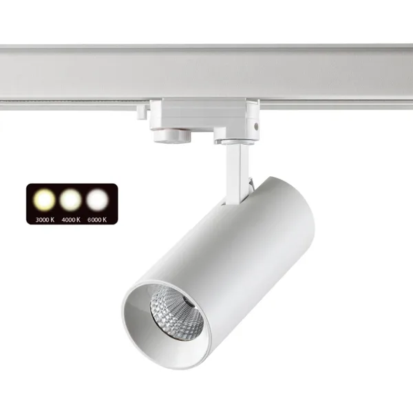 Трехф.трек.св/д св-к с перекл.цв.темп.IP20 LED 3000К/4000К/6000К 20W белый NAIL NOVOTECH