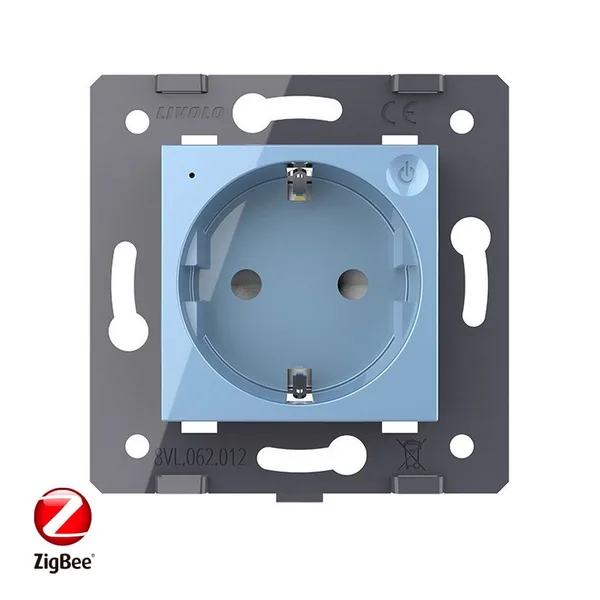 Розетка ZigBee (Wi-Fi) с з/з с защитными шторками 16A, цвет синий (механизм) Livolo — фото 2