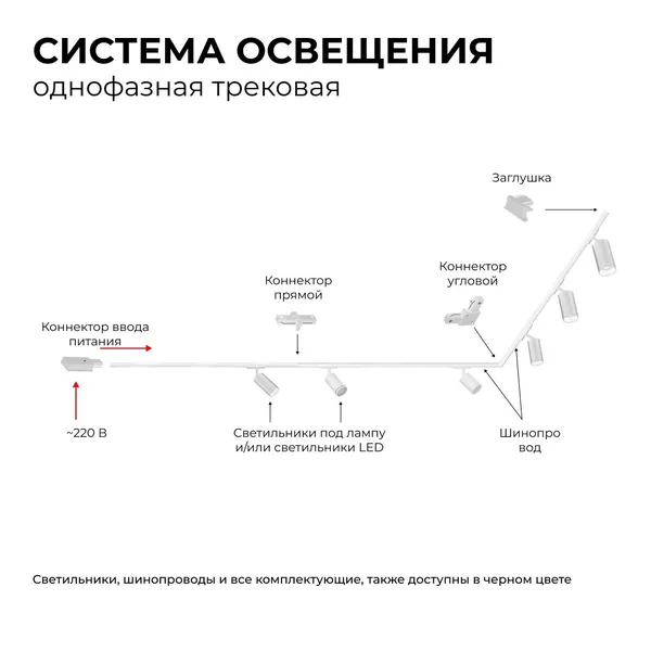 16-77 Светильник трековый, однофазный, под лампу, 230В/50Гц, GU10, max 35Вт, IP20, Φ55х100х152мм, белый, алюминий, с адаптером, лампа в комплект не вх APEYRON — фото 8