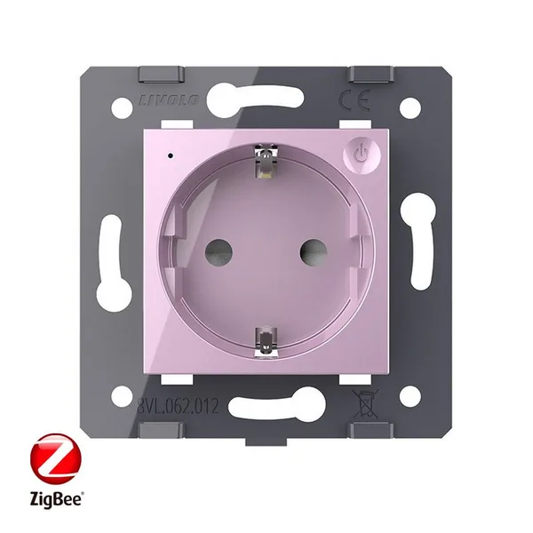 Розетка ZigBee (Wi-Fi) с з/з с защитными шторками 16A, цвет розовый (механизм) Livolo — фото 2
