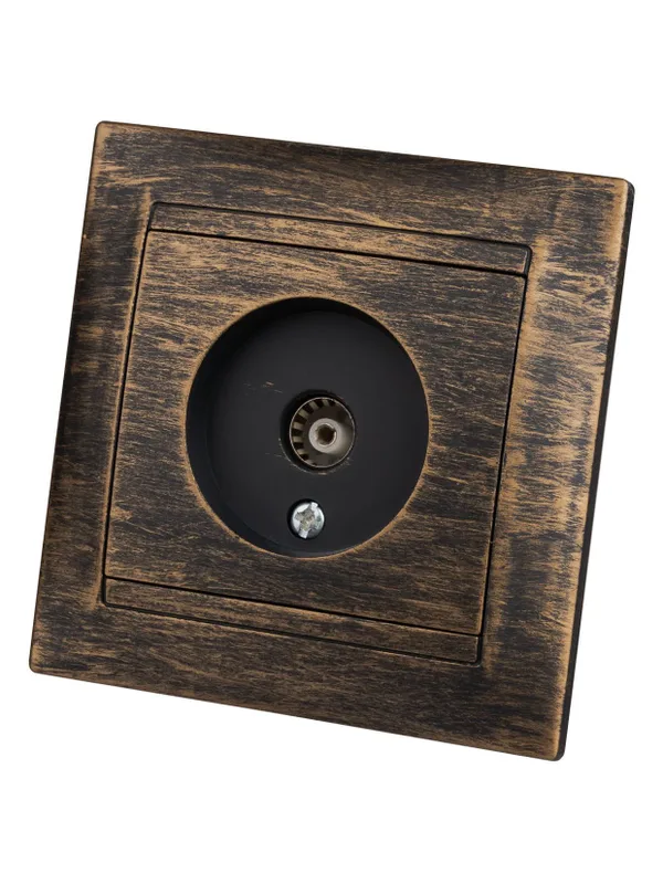 Розетка телевизионная простая (0-2400МГц, "мама") старинная бронза "Лама" TDM — фото 2