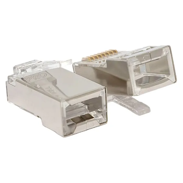 Коннектор RJ-45 TERACOM PRO экранированный 8P8C 30мкд Cat,5E универсальный (упак,20шт) EKF — фото 2