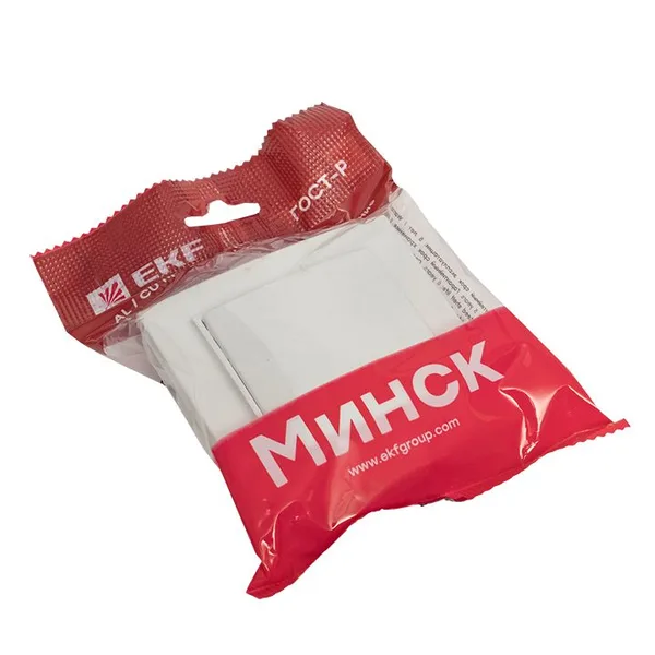 Минск Розетка 1-местная СП с заземлением и крышкой 16А белая с защ, штор, EKF — фото 4