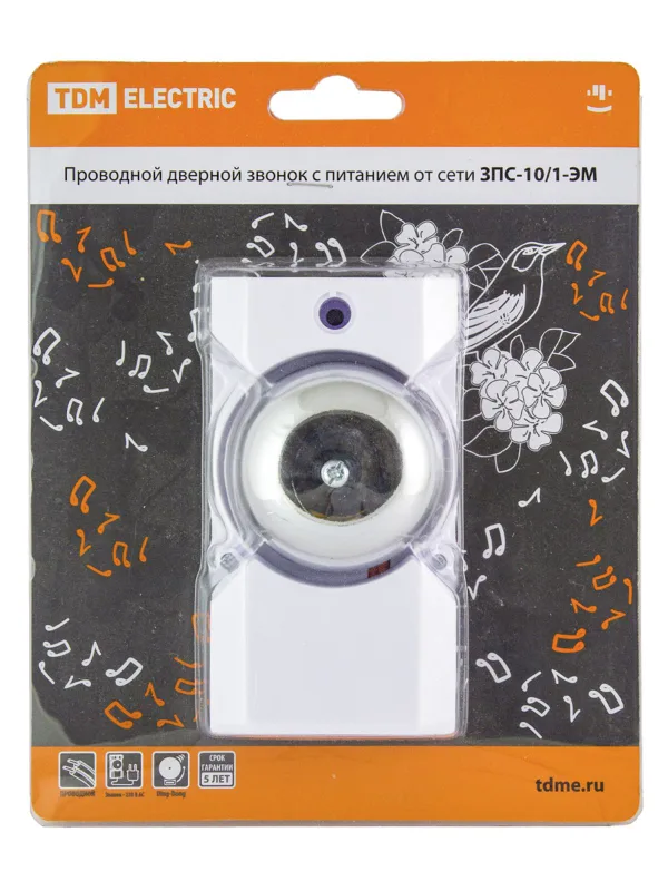Звонок проводной в эл.сеть ЗПС-10/1-ЭМ (эл.мех, без кнопки, AC 230V) TDM — фото 7