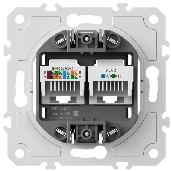 Donel механизм розетки RJ11 + RJ45 (двойная) cat.3/6/ClassE-4/8, серия DB — фото 2