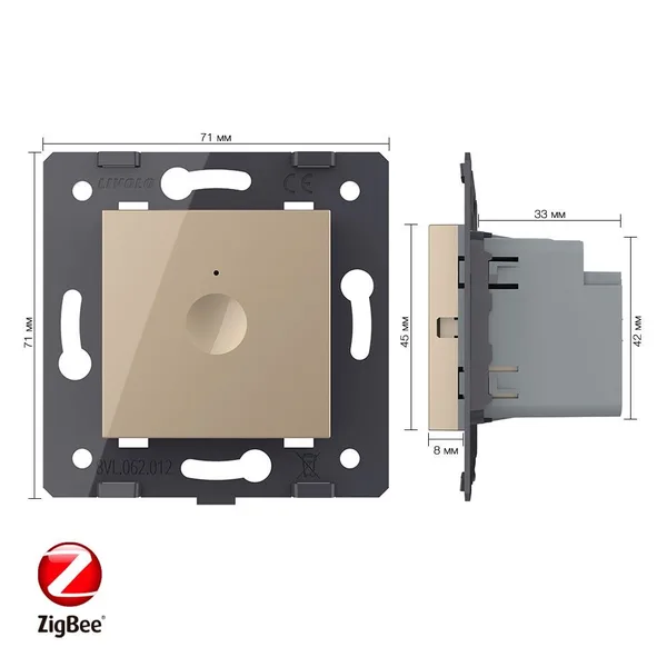 Одноклавишный сенсорный выключатель ZigBee Module, цвет золотой (механизм) Livolo — фото 5