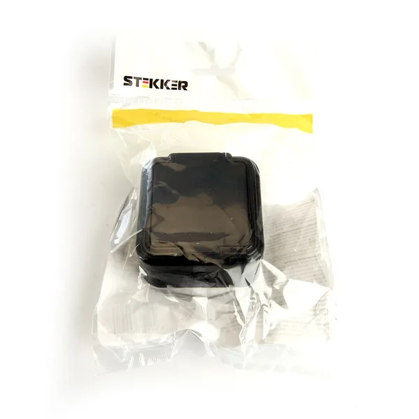 Розетка 1-местная б/з STEKKER, PST16-20-44 (RA 16-201-Ч), пластик АВС, 250В, 16А, IP44, черный — фото 2