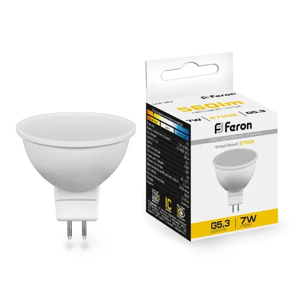 Лампа светодиодная Feron LB-26 MR16 G5.3 7W 2700K — фото 2