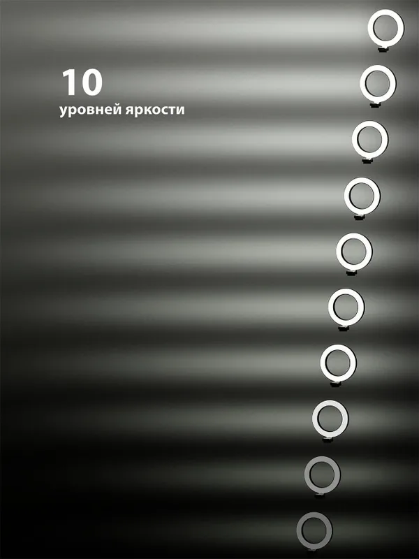 Лампа кольцевая светодиодная 16 см, 6 Вт, 2700-6400 К, штатив наст., диммер, USB, TDM — фото 4