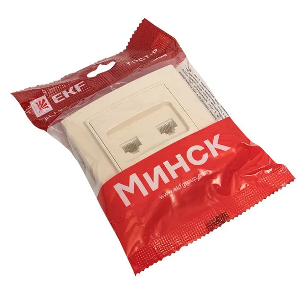 Минск Розетка RJ-45 2-местная СП бежевая EKF — фото 2
