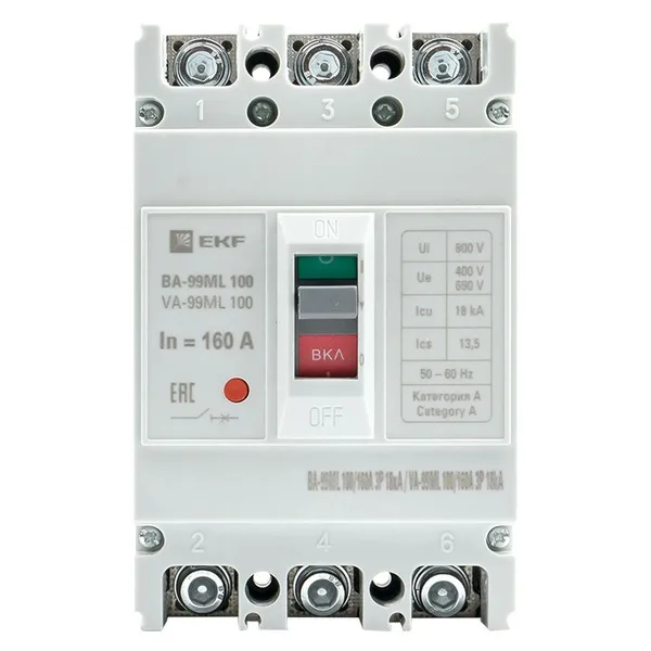 Выключатель автоматический ВА-99МL 100/160А 3П 18кА EKF Basic — фото 4