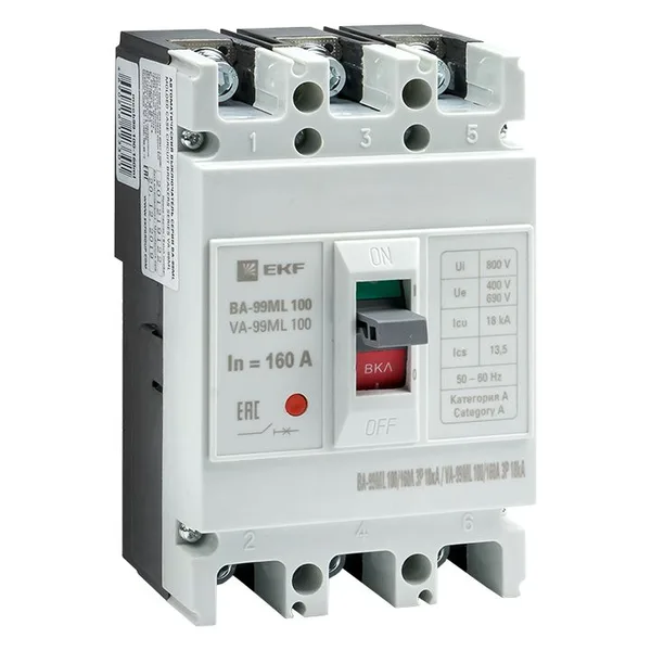 Выключатель автоматический ВА-99МL 100/160А 3П 18кА EKF Basic