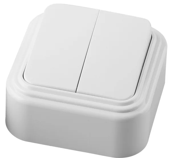 Выключатель STEKKER PSW06-22-20 двухклавишный открытой установки, 250В, 6А, IP20, белый (VA5 6-232-Б) — фото 2