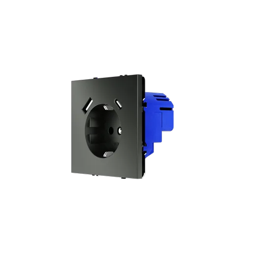 Розетка встраиваемая Voltum S70 с заземлением и защитными шторками, 16А, с USB, A+C, (титан) — фото 16