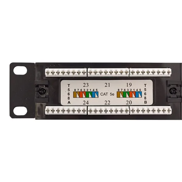 Патч-панель TERACOM PRO 19'' Cat,5E 1U неэкранированная UTP 24 порта RJ-45 Dual IDC с органайзером EKF — фото 4