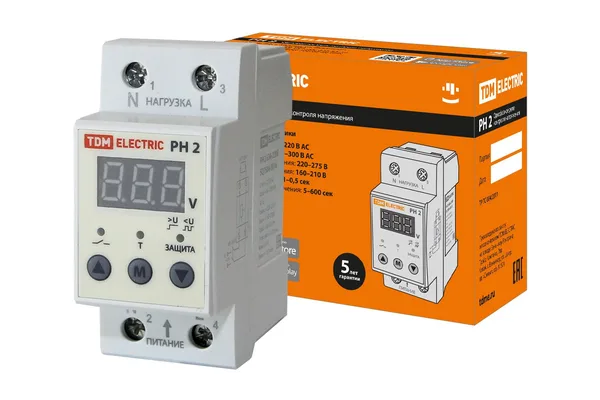 Реле напряжения 1ф РН 2 63А-220В (LED-дисплей) TDM