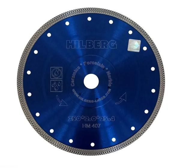 Диск алмазный отрезной 250*25,4/22,23 Турбо ультратонкий х-тип HM407 Hilberg — фото 2