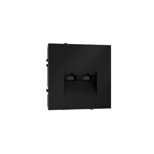 Розетка компьютерная встраиваемая Voltum S70 двойная RJ45+RJ45 КАТ.6, (черный матовый) — фото 13