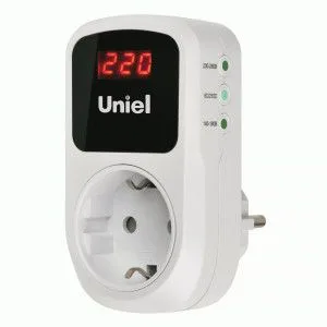 Реле напряжения в розетку 16А 3500Вт, земля, белый UBR-E35 Uniel