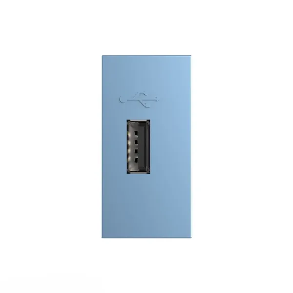 Розетка USB с блоком питания 2.1А 5В, цвет синий (механизм) Livolo — фото 2