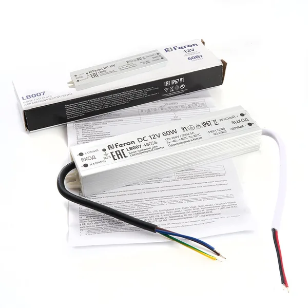 Блок питания для светодиодной ленты 60W 12V IP67 (драйвер), LB007 Feron — фото 6