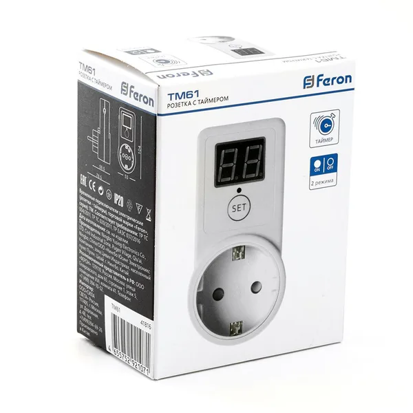 Розетка с таймером Feron TM61 обратного отсчета электронная мощность 2300W/10A — фото 9