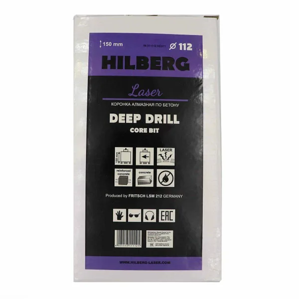 Коронка алмазная по бетону 112*150 мм Laser Deep Drill HD311 Hilberg — фото 3