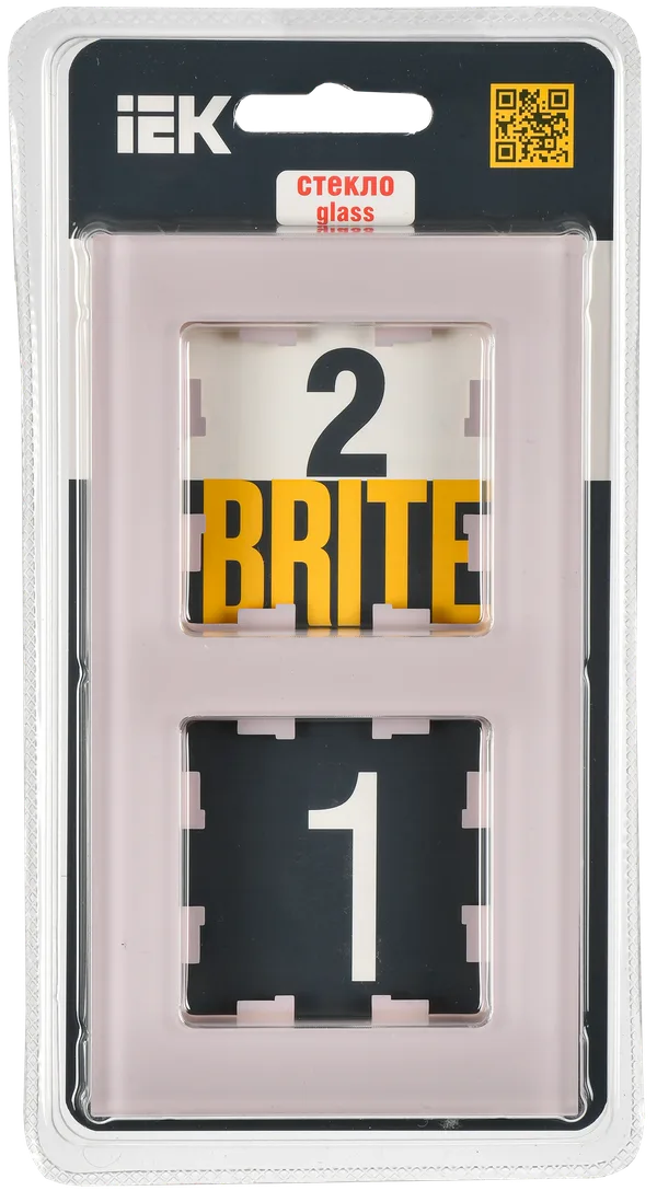 BRITE Рамка 2-мест. РУ-2-2-Бр стекло розовый матовый IEK — фото 2