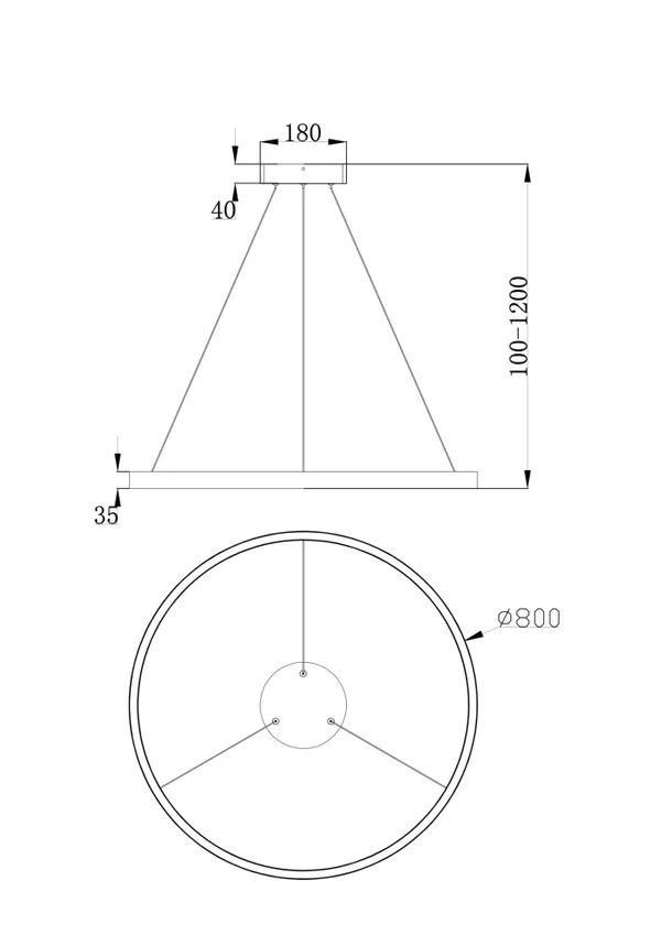 Подвесной светильник 51Вт 4000K Черный IP20 Rim MOD058PL-L42B4K Technical Maytoni — фото 2