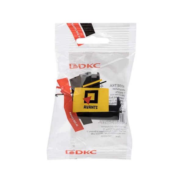USB 2.0 розетка модульная, тип А-А, "Avanti", "Черный квадрат", 1 модуль DKC — фото 5