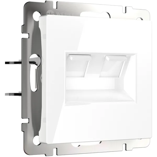 Встраиваемые механизмы розетка СУ 2-м Ethernet RJ-45 . Белый IP20 Werkel — фото 2