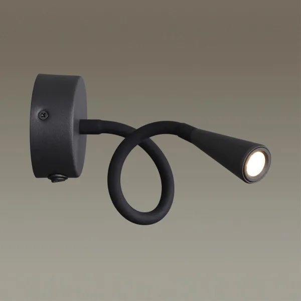 Настен.св-к выкл на базе IP20 LED 3W 263Лм 3000K ODDS черн/металл ODEON LIGHT — фото 3