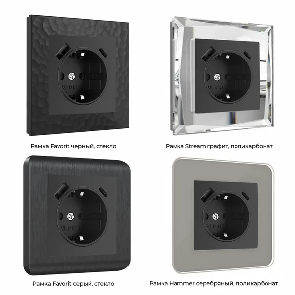 Розетка с быстрой зарядкой USB Type A+С черная Werkel — фото 3