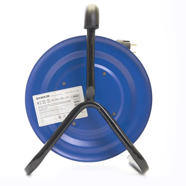 Удлинитель на металлической катушке с/з 4-местный Stekker, PRF02-41-30, 30м, 3*2,5, серия Professional, синий — фото 3