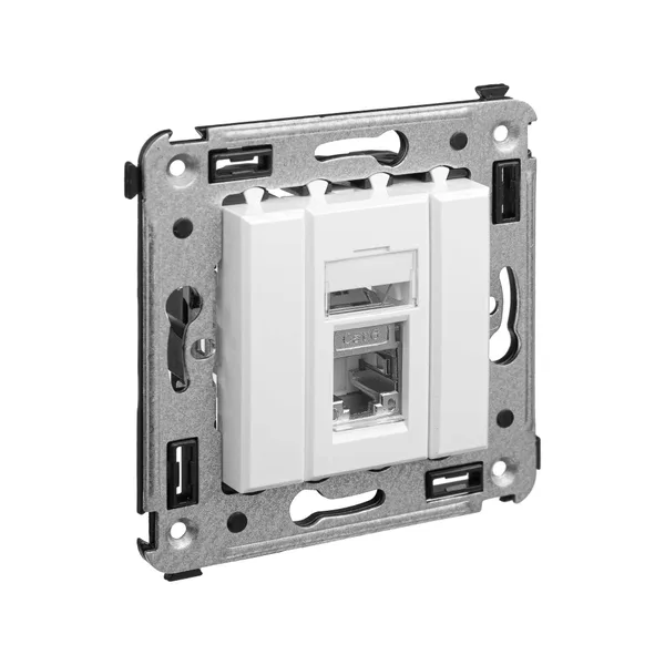 Компьютерная розетка RJ-45 в стену, кат.6 одинарная экранированная, "Avanti", "Белое облако" DKC — фото 2