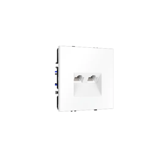 Розетка компьютерная встраиваемая Voltum S70 двойная RJ45+RJ45 КАТ.6, (белый матовый) — фото 19