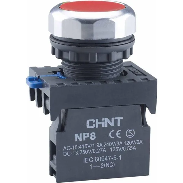 Кнопка упр. NP8-10BN/4 без подсветки, самовозв., красный, 1НО, IP65 (R) CHINT