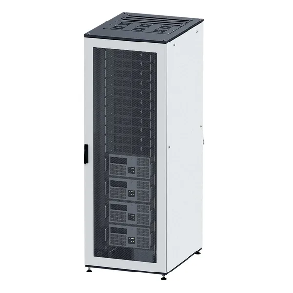 Собранный напольный 19" IT-CQE, 47U 600х600 двери перф/перф, RAL7011/7035 DKC