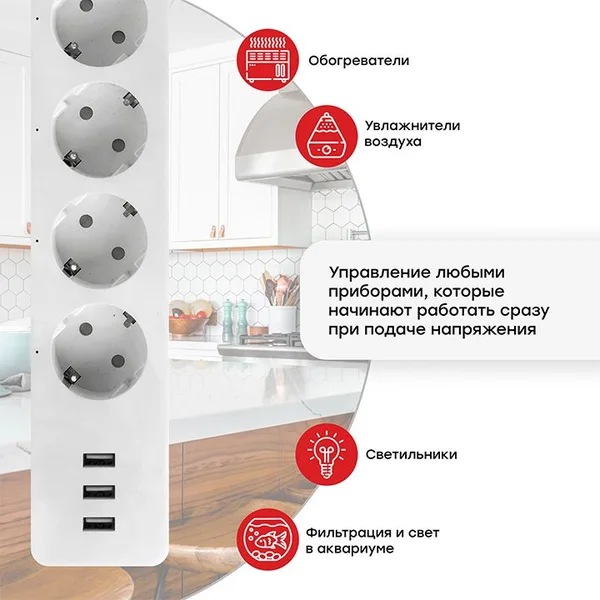 Умный удлинитель EKF Connect PRO Wi-Fi c USB — фото 3