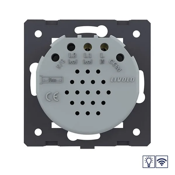 Одноклавишный сенсорный диммер Quadro с функцией радиоуправления, цвет золотой (механизм) Livolo — фото 4