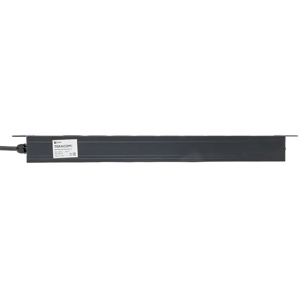 Блок розеток PDU TERACOM PRO 19" 1U 10А/250В 9 розеток Schuko шнур питания длиной 2 метра сечение 3x1,5 мм2 вилка C14 корпус алюминий черный EKF — фото 3