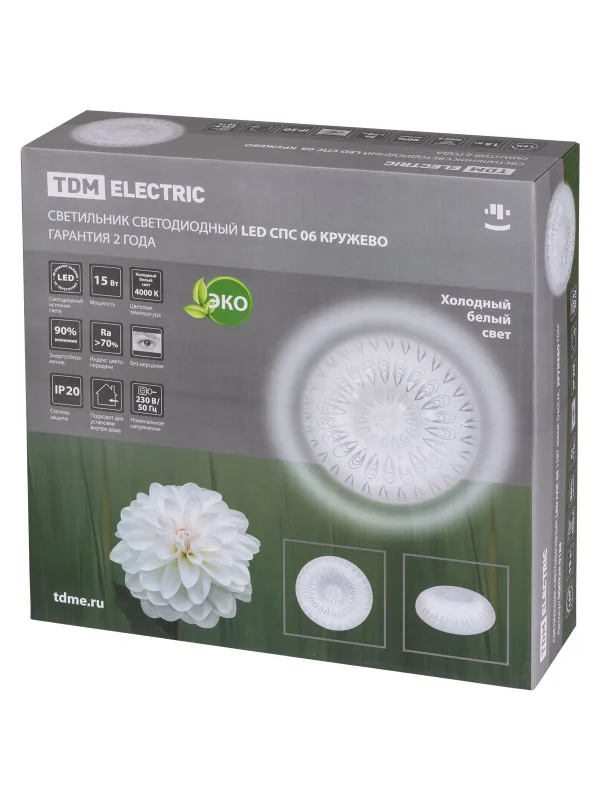 Светильник светодиодный LED СПС 06 15Вт 4000К D30см, Кружево TDM — фото 7