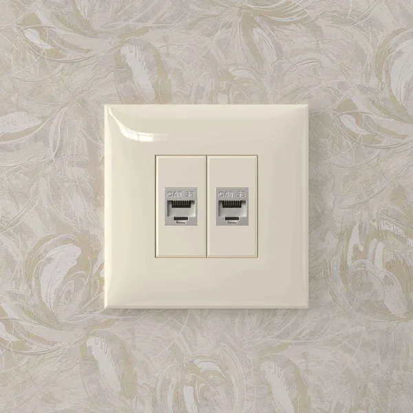 Компьютерная розетка RJ-45 без шторки в стену, кат.5e двойная экранированная, "Avanti", "Ванильная дымка" DKC — фото 5